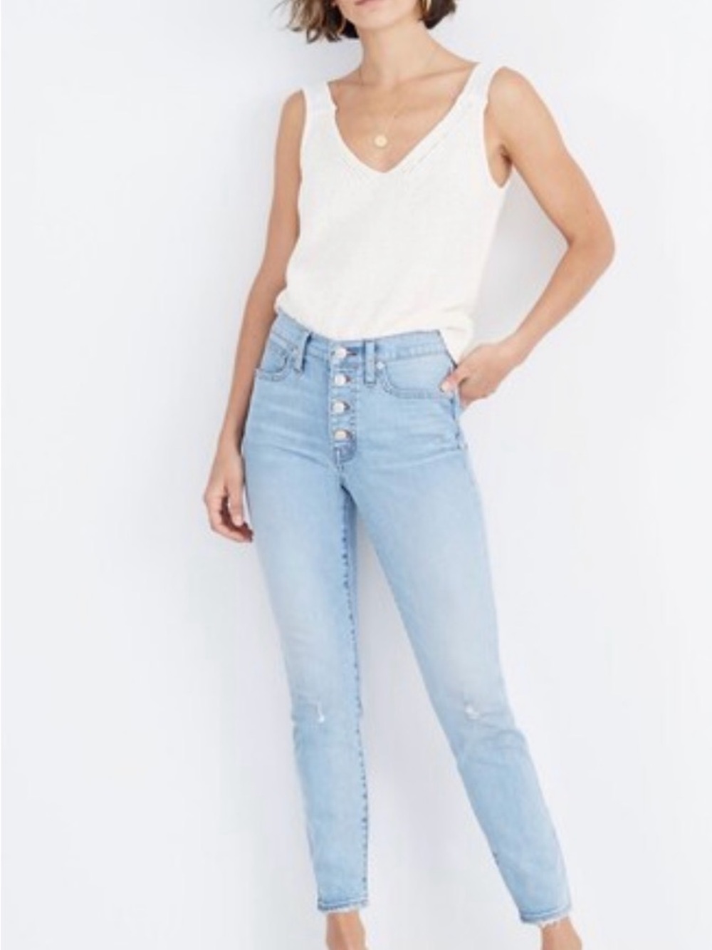 Madewell High-Rise Light Blue Button-Fly Skinny Jeans